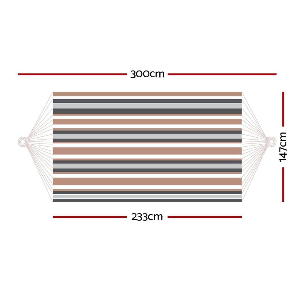Gardeon Hammock Bed Outdoor Camping Hammocks Beige Grey | Outdoorium