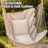 Gardeon Hammock Chair Camping Macrame Hanging Swing Cushions Metal Bar Cream | Home & Garden > Hammocks > Hammocks & Accessories