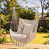 Gardeon Hammock Chair Camping Macrame Hanging Swing Cushions Metal Bar Cream | Home & Garden > Hammocks > Hammocks & Accessories