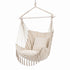 Gardeon Hammock Chair Camping Macrame Hanging Swing Cushions Metal Bar Cream | Home & Garden > Hammocks > Hammocks & Accessories