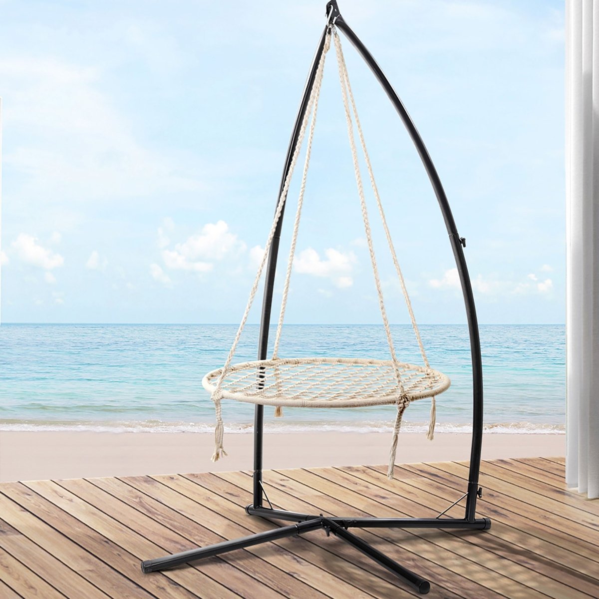 Gardeon Hammock Chair Nest Web Outdoor Swing with Steel Stand 100cm | Furniture > Outdoor