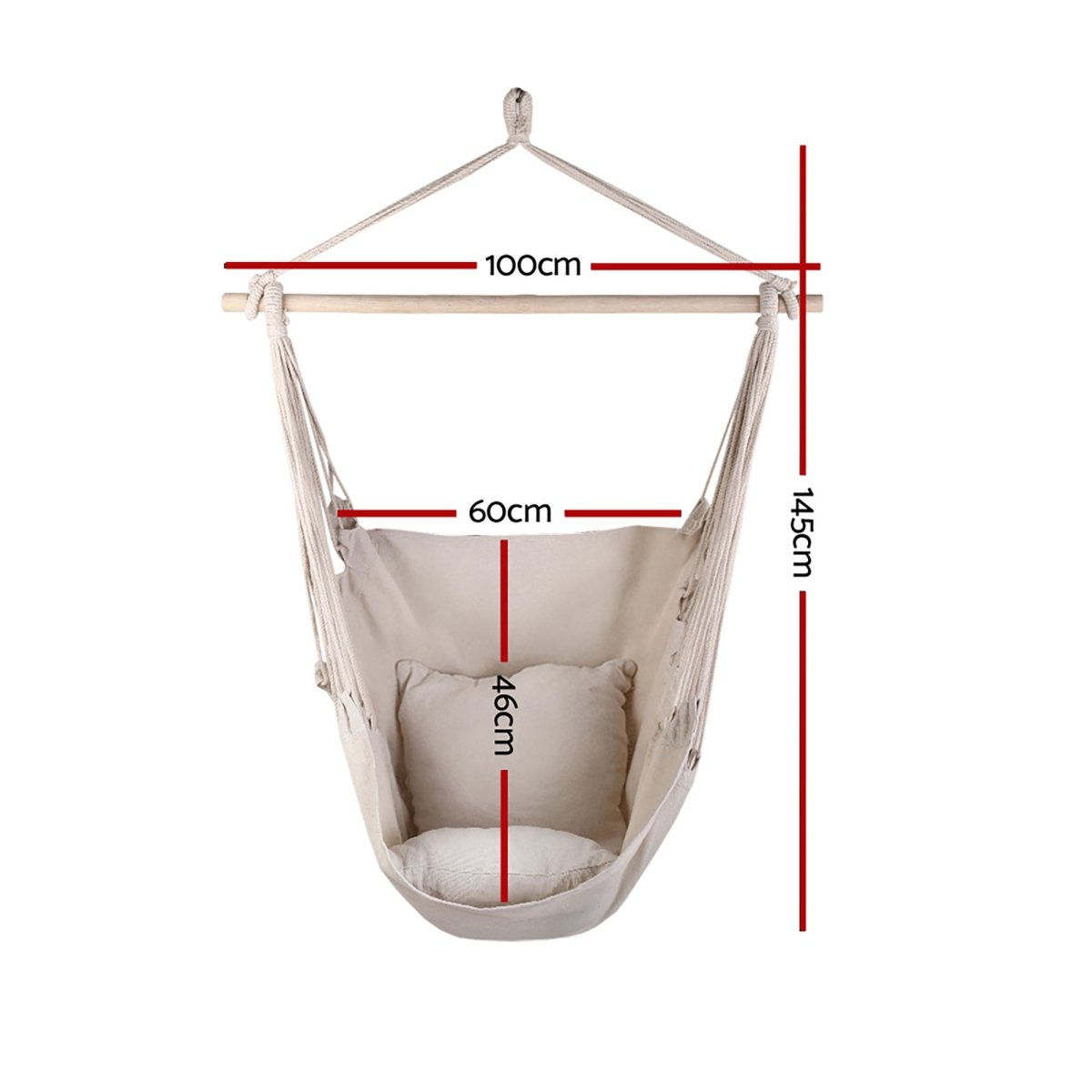 Gardeon Hammock Chair Outdoor Camping Hanging Hammocks Cushion Pillow Cream | Home & Garden > Hammocks