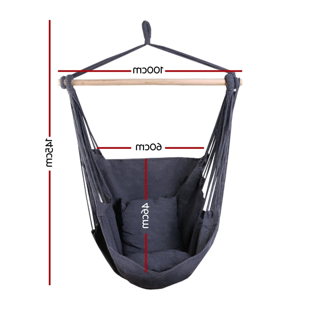 Gardeon Hammock Chair Outdoor Camping Hanging Hammocks Cushion Pillow Grey | Home & Garden > Hammocks