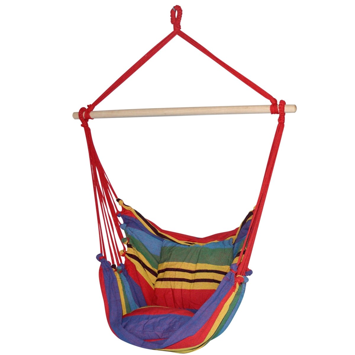 Gardeon Hammock Chair Outdoor Camping Hanging Hammocks Cushion Pillow Rainbow | Home & Garden > Hammocks