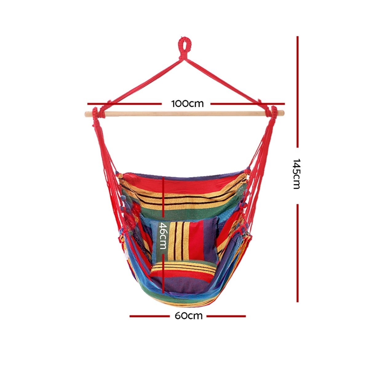Gardeon Hammock Chair Outdoor Camping Hanging Hammocks Cushion Pillow Rainbow | Home & Garden > Hammocks