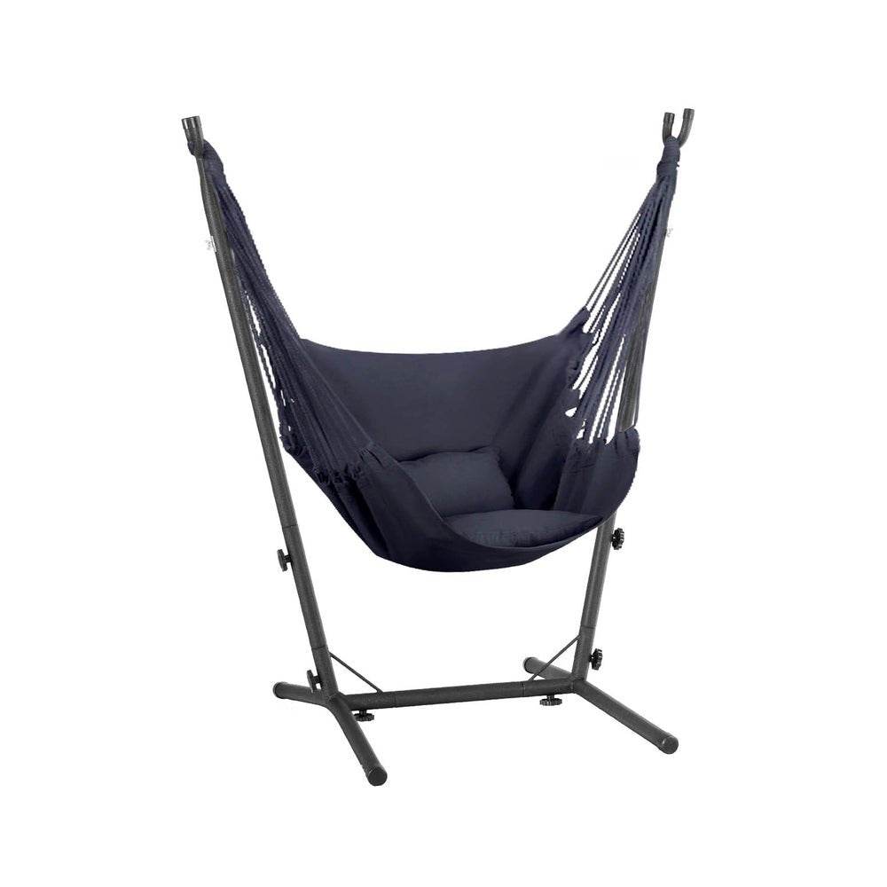 Gardeon Hammock Chair Outdoor Camping Hanging with Stand Grey | Outdoorium