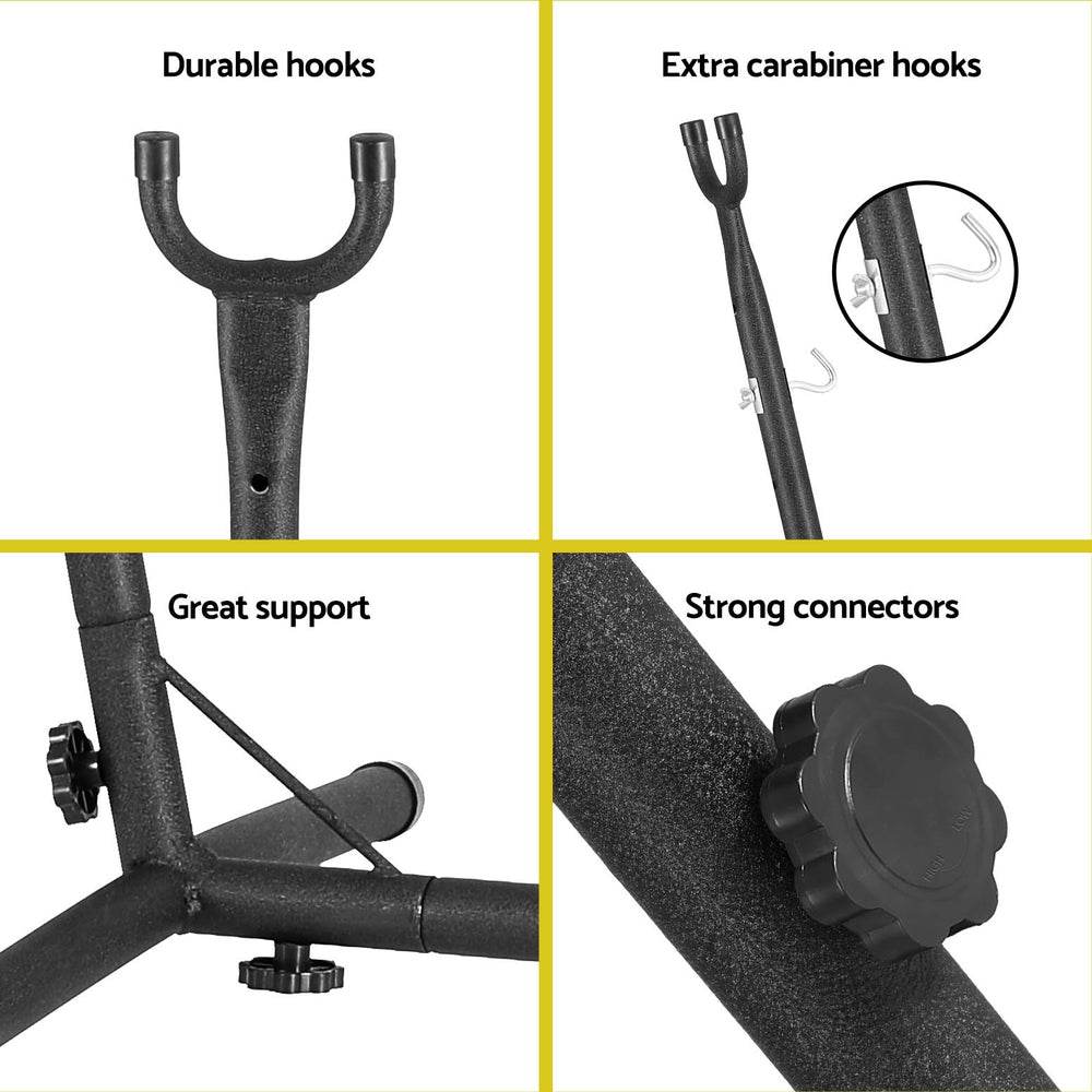 Gardeon Hammock Chair Outdoor Camping Hanging with Stand Grey | Outdoorium