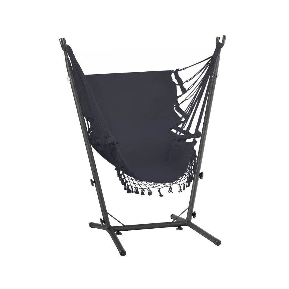 Gardeon Hammock Chair Outdoor Camping Hanging with Stand Grey | Outdoorium