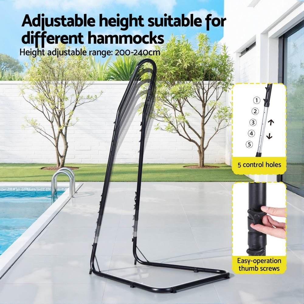 Gardeon Hammock Chair Stand Heavy Duty Steel Frame Black | Outdoorium