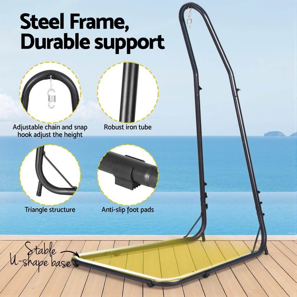 Gardeon Hammock Chair Stand Heavy Duty Steel Frame Black | Outdoorium