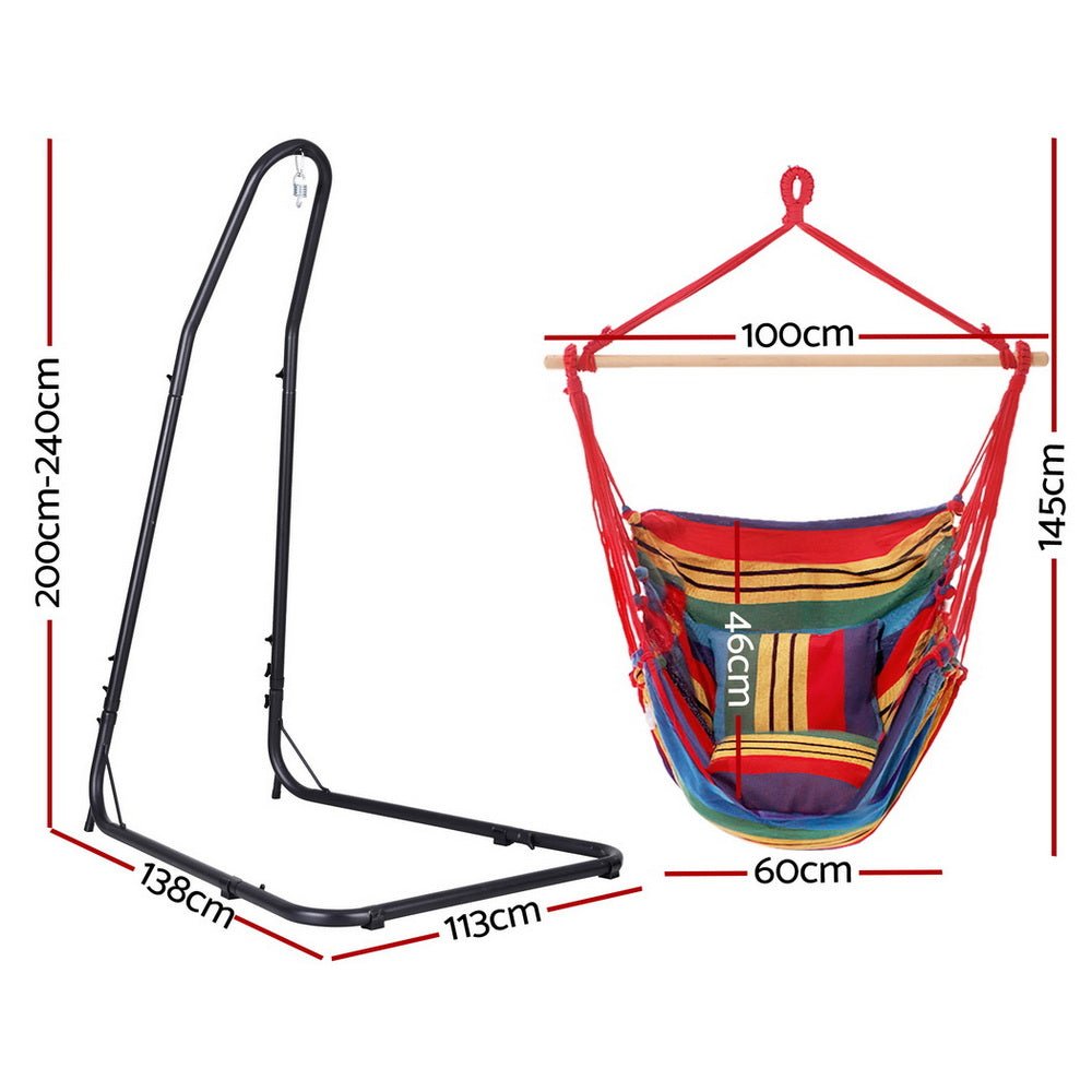 Gardeon Hammock Chair with Heavy Duty Steel Stand | Outdoorium