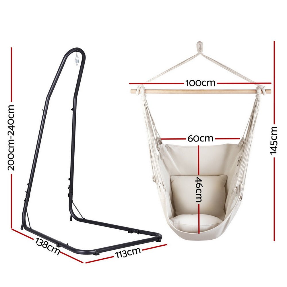 Gardeon Hammock Chair with Heavy Duty Steel Stand | Outdoorium