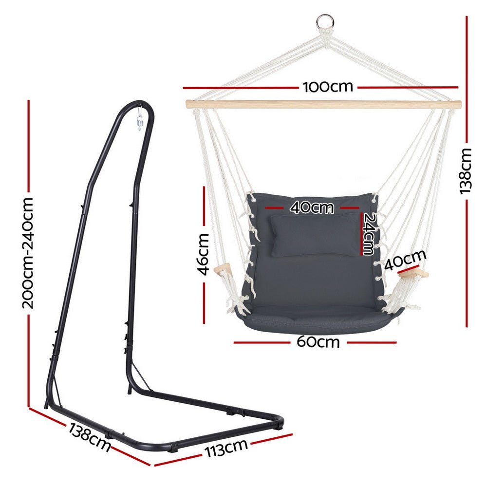 Gardeon Hammock Chair with Heavy Duty Steel Stand | Outdoorium