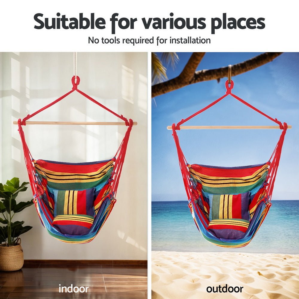 Gardeon Hammock Chair with Heavy Duty Steel Stand | Outdoorium