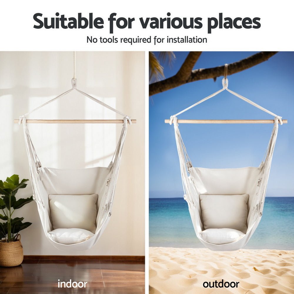 Gardeon Hammock Chair with Heavy Duty Steel Stand | Outdoorium