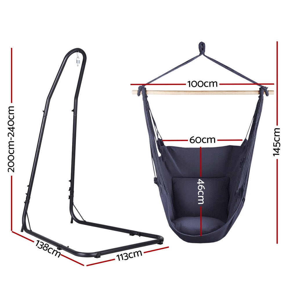 Gardeon Hammock Chair with Heavy Duty Steel Stand | Outdoorium
