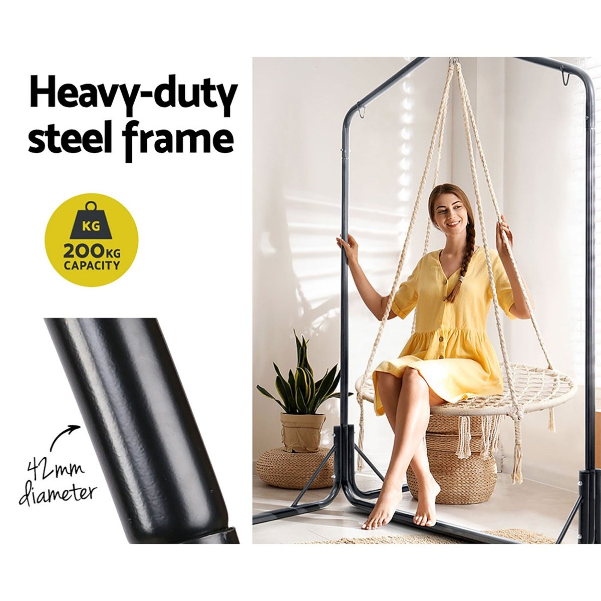 Gardeon Hammock Chair with Stand Nest Web Outdoor Swing 100cm | Home & Garden > Hammocks