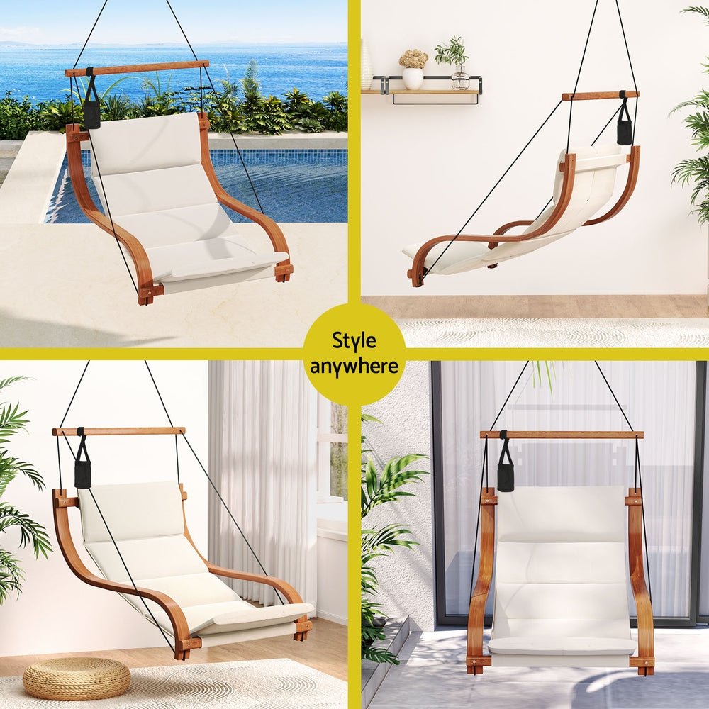 Gardeon Hammock Chair Wooden Hanging Indoor Outdoor Lounge Patio - Outdoorium