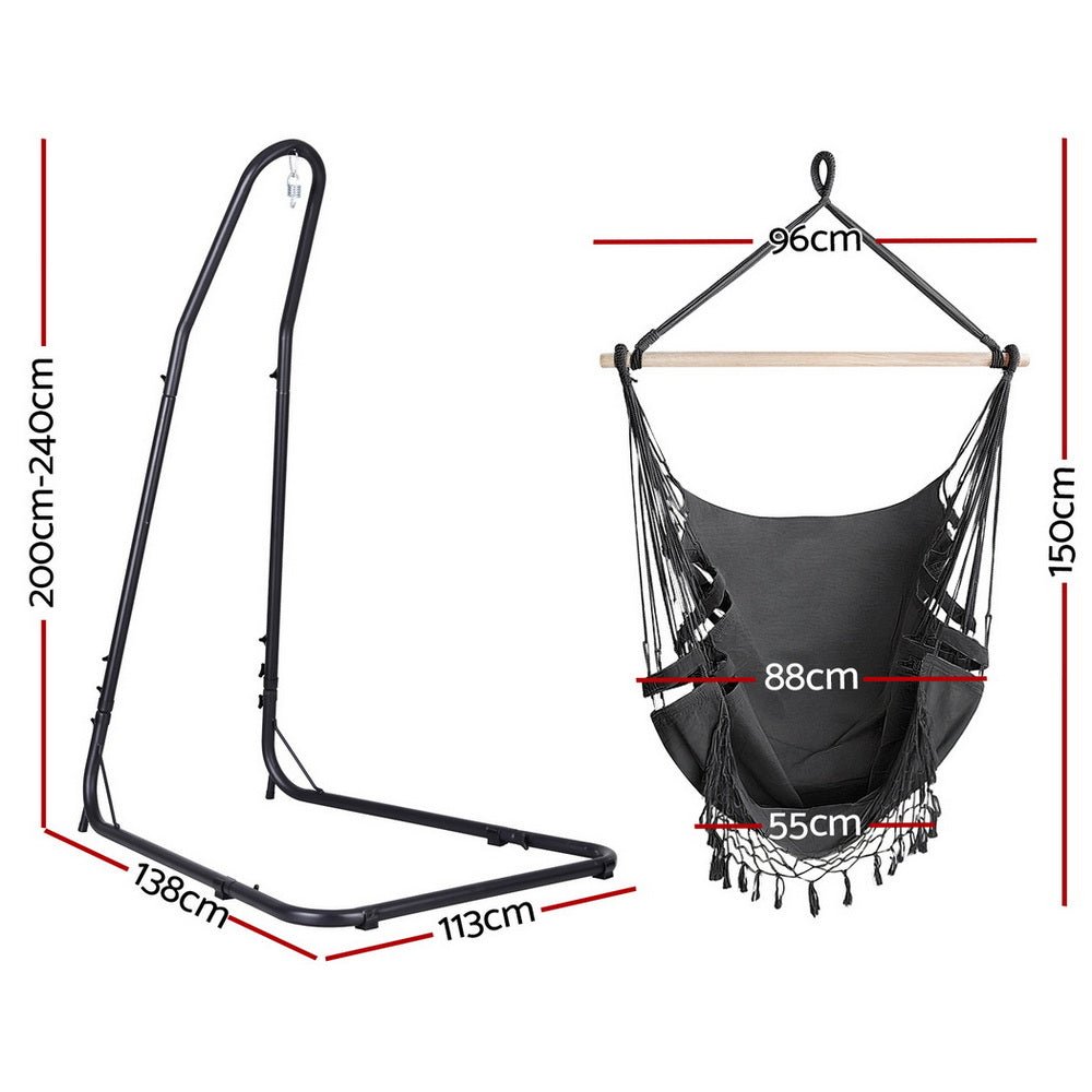 Gardeon Hammock Hanging Chair with Steel Stand | Outdoorium