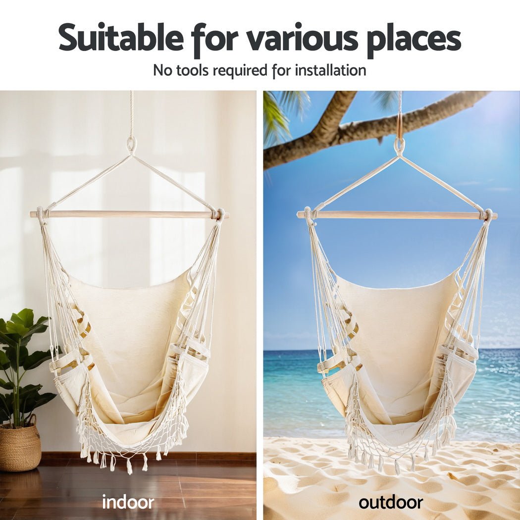 Gardeon Hammock Hanging Chair with Steel Stand | Outdoorium