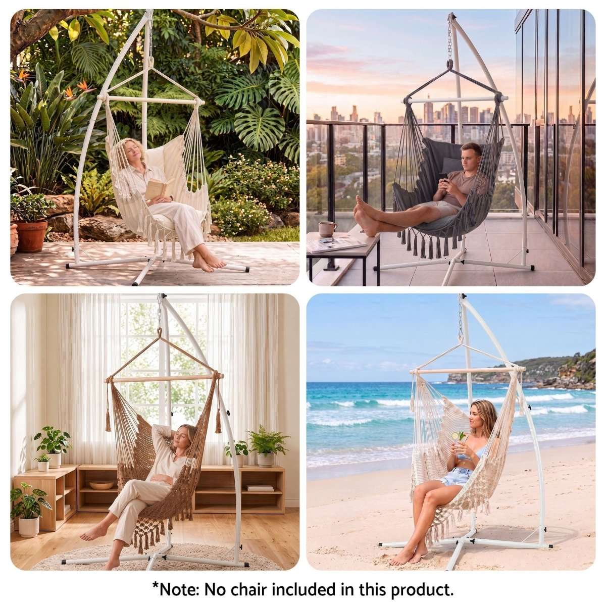 Gardeon Hammock Stand 150kg Capacity White Steel Frame for Hanging Chairs | Home & Garden > Hammocks > Hammocks & Accessories