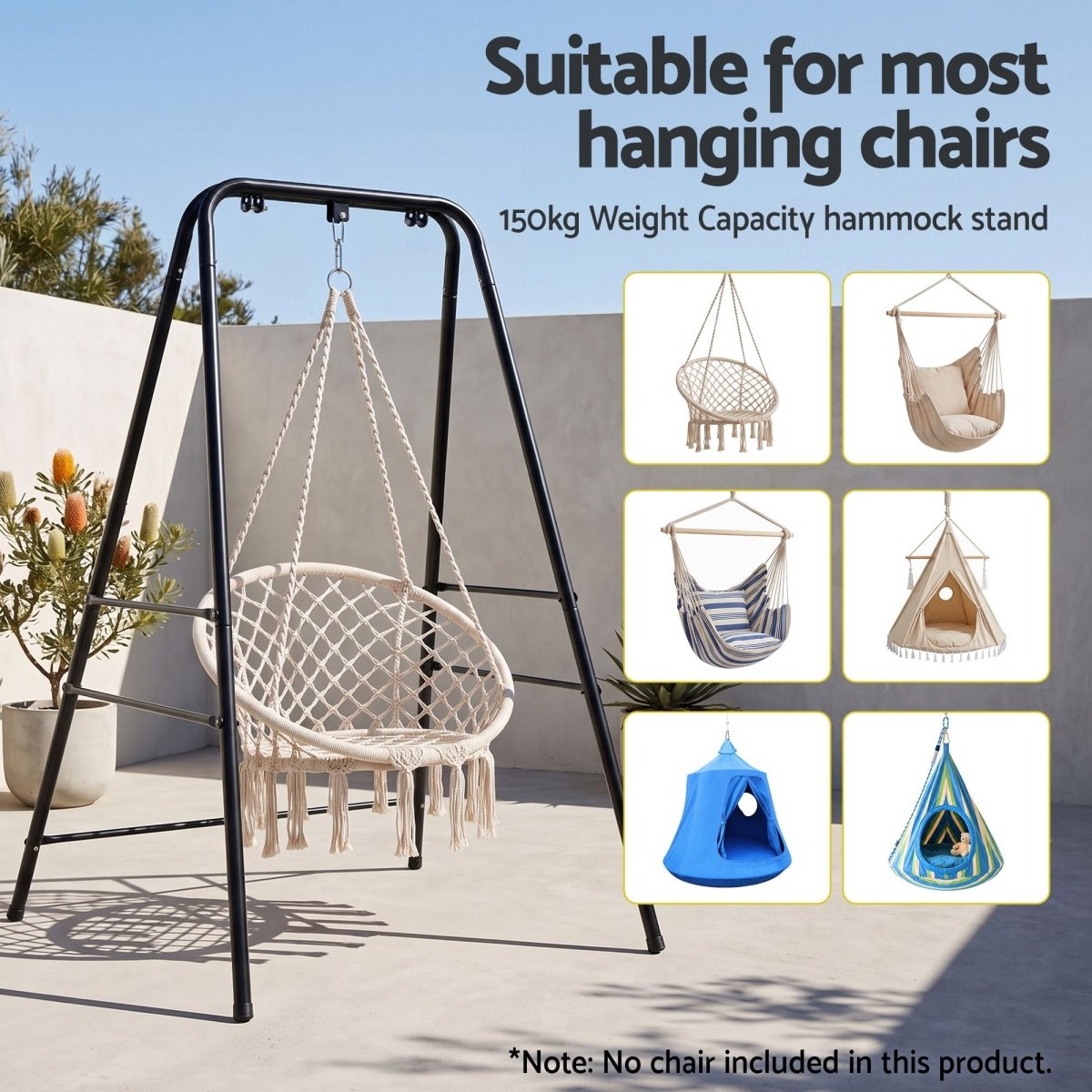 Gardeon Hanging Chair Stand 135 x 180cm - Black