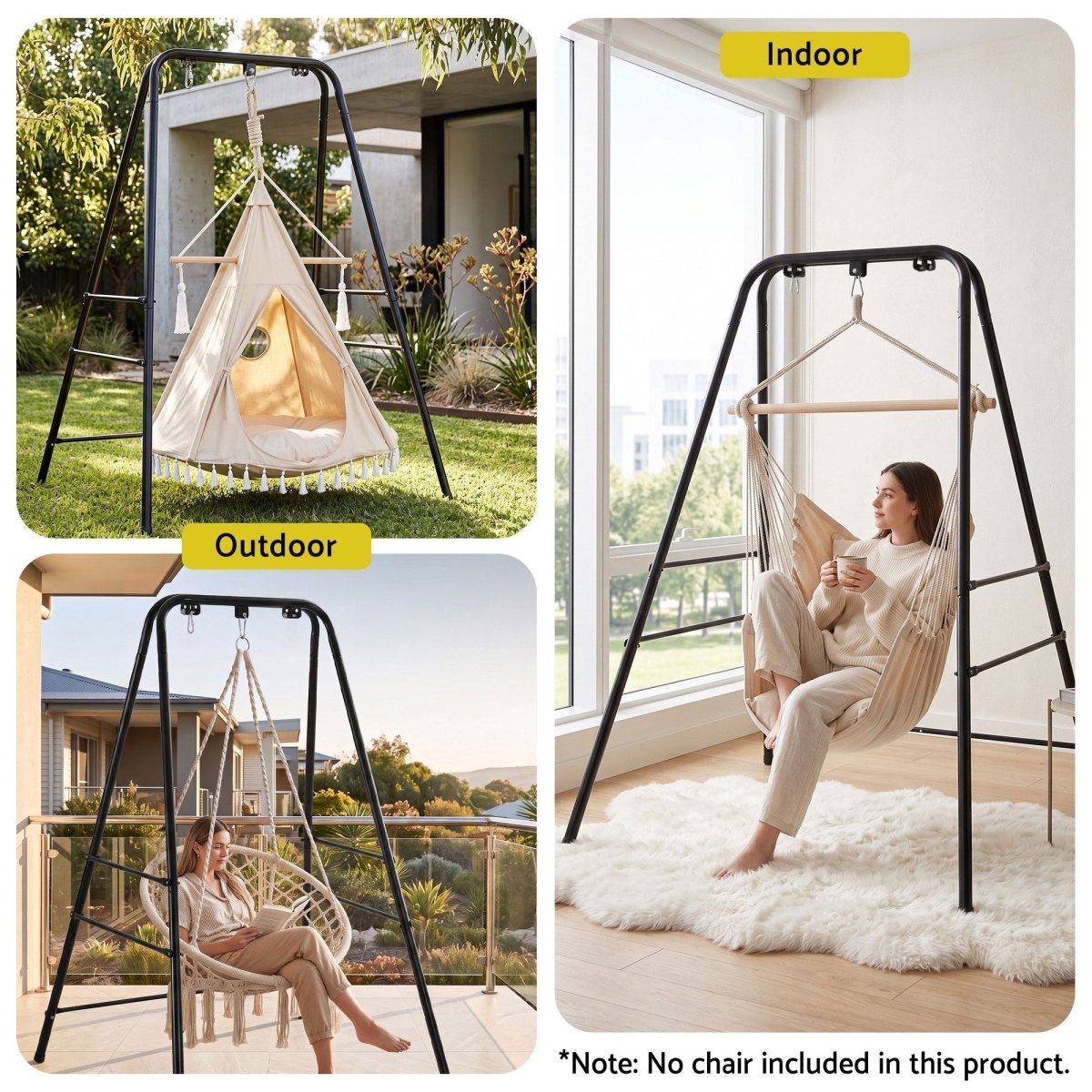Gardeon Hanging Chair Stand 135 x 180cm - Black