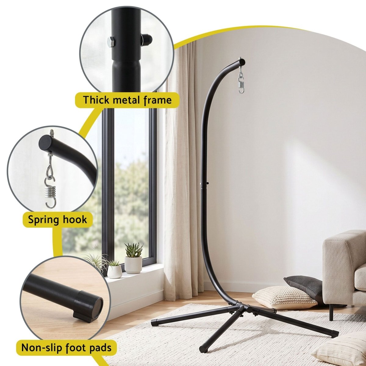 Gardeon Hanging Chair Stand 150kg - Black