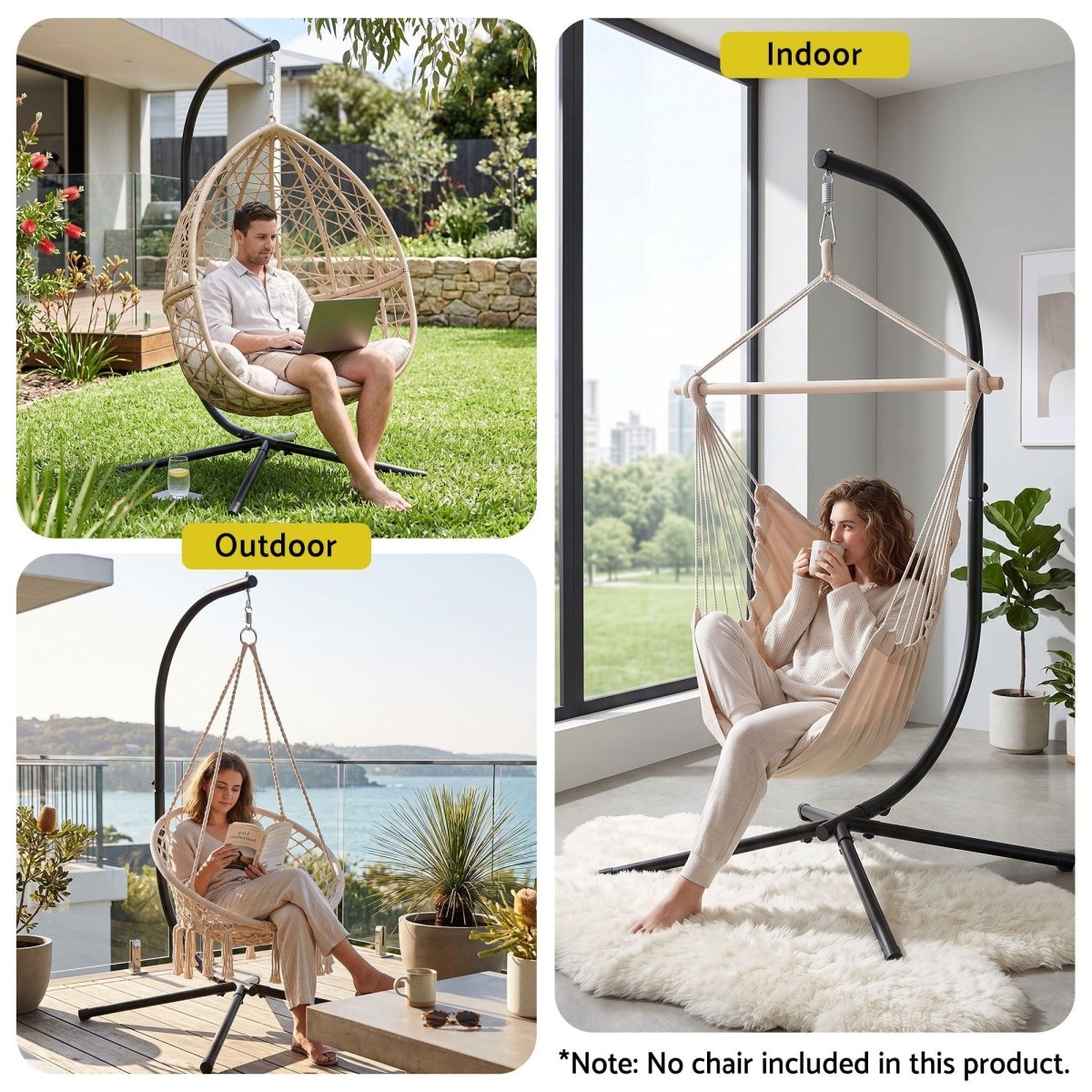 Gardeon Hanging Chair Stand 150kg - Black