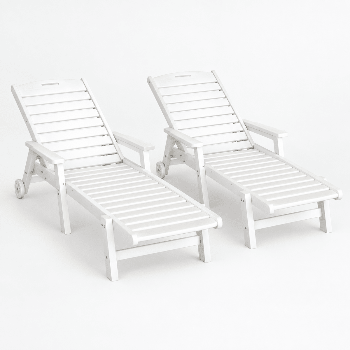 Gardeon HDPE sun loungers with wheels set of 2 white - image 3