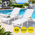 Gardeon HDPE sun loungers with wheels set of 2 white