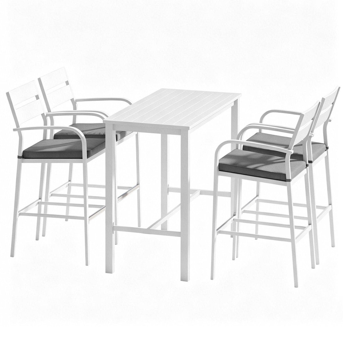 Gardeon Outdoor Bar Set 5-Piece Patio Dining Chairs Aluminium Table Stools White | Furniture > Bar Stools & Chairs > Table & Bar Stools