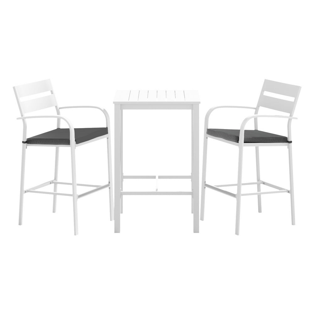 Gardeon Outdoor Bar Set Stools 3 - Piece Dining Chairs Table Patio Aluminium Bistro Set - Outdoorium