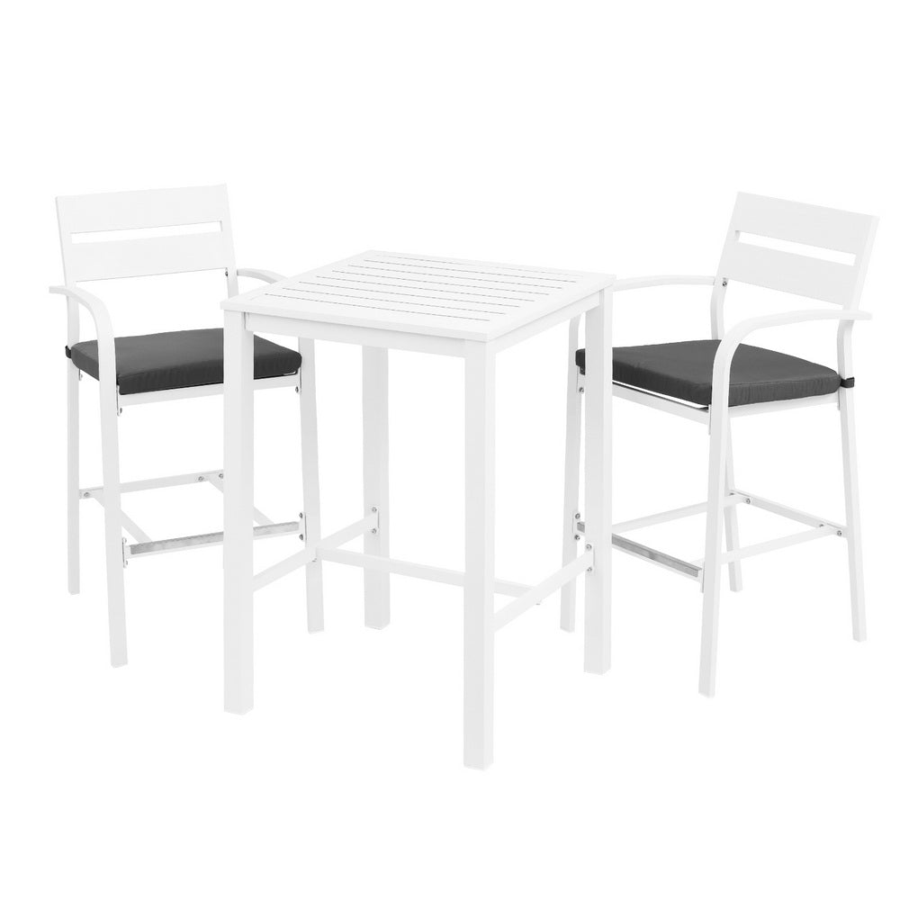 Gardeon Outdoor Bar Set Stools 3 - Piece Dining Chairs Table Patio Aluminium Bistro Set - Outdoorium