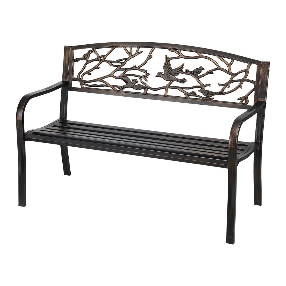 Gardeon Outdoor Bench Seat Garden Steel Outdoor Furniture 3 Seater Park Bronze | Outdoorium