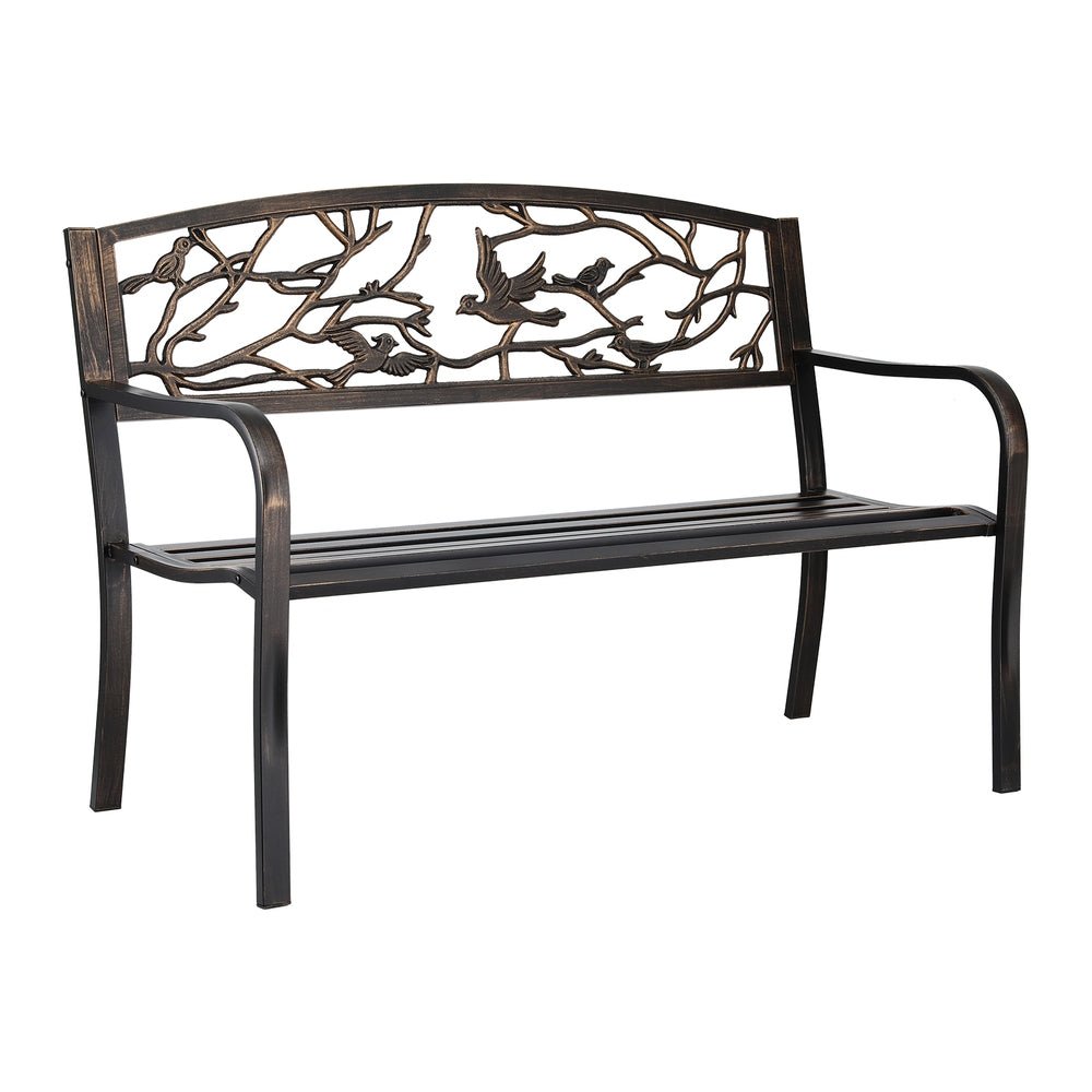 Gardeon Outdoor Bench Seat Garden Steel Outdoor Furniture 3 Seater Park Bronze | Outdoorium