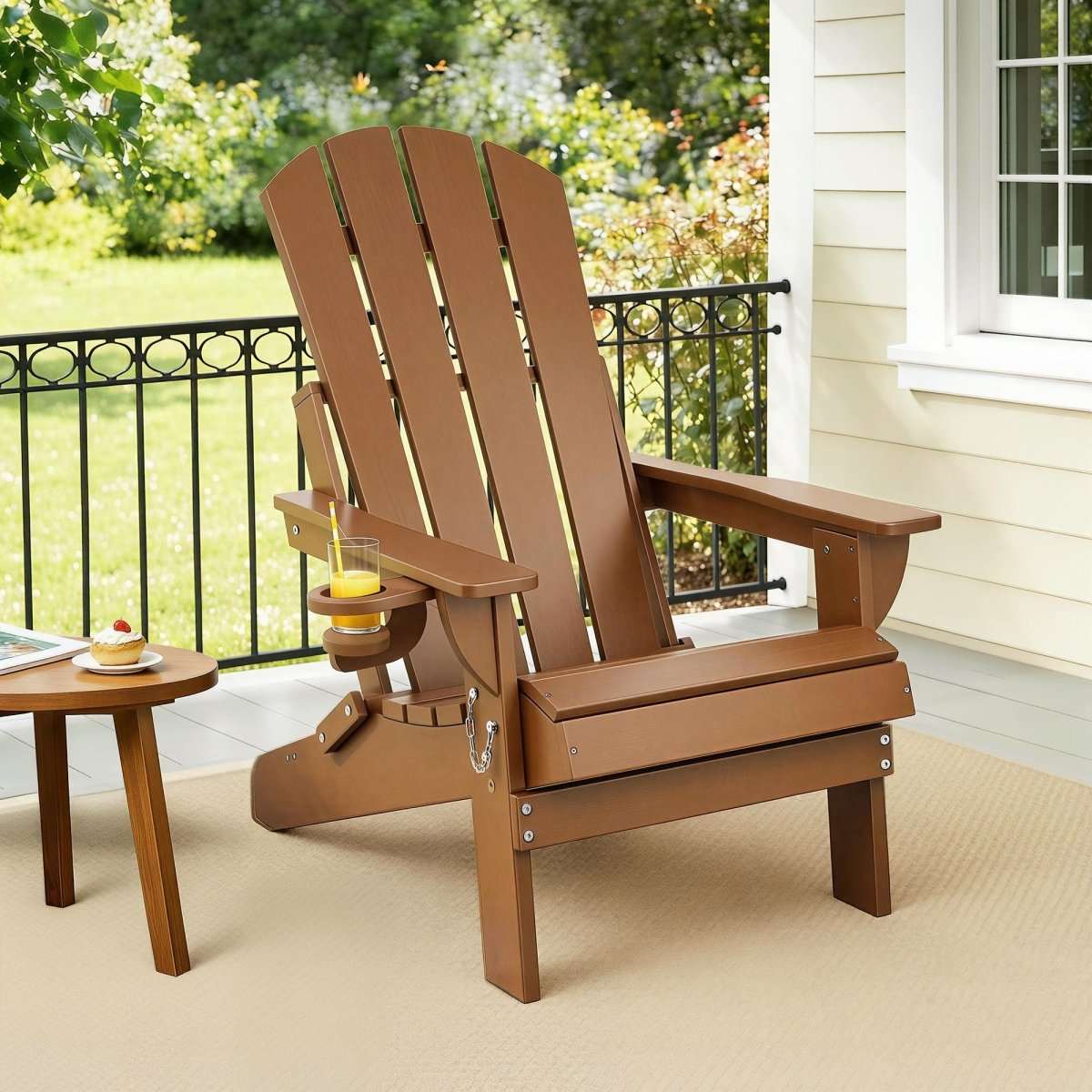 Gardeon Outdoor Chairs Folding Adirondack Beach Chair HDPE Sun Lounge Patio Furniture Garden Brown | Furniture > Outdoor > Outdoor Chairs