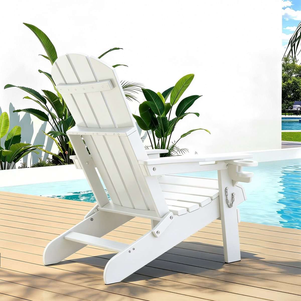 Gardeon Outdoor Chairs Folding Adirondack Beach Chair HDPE Sun Lounge Patio Furniture Garden White | Furniture > Outdoor > Outdoor Chairs