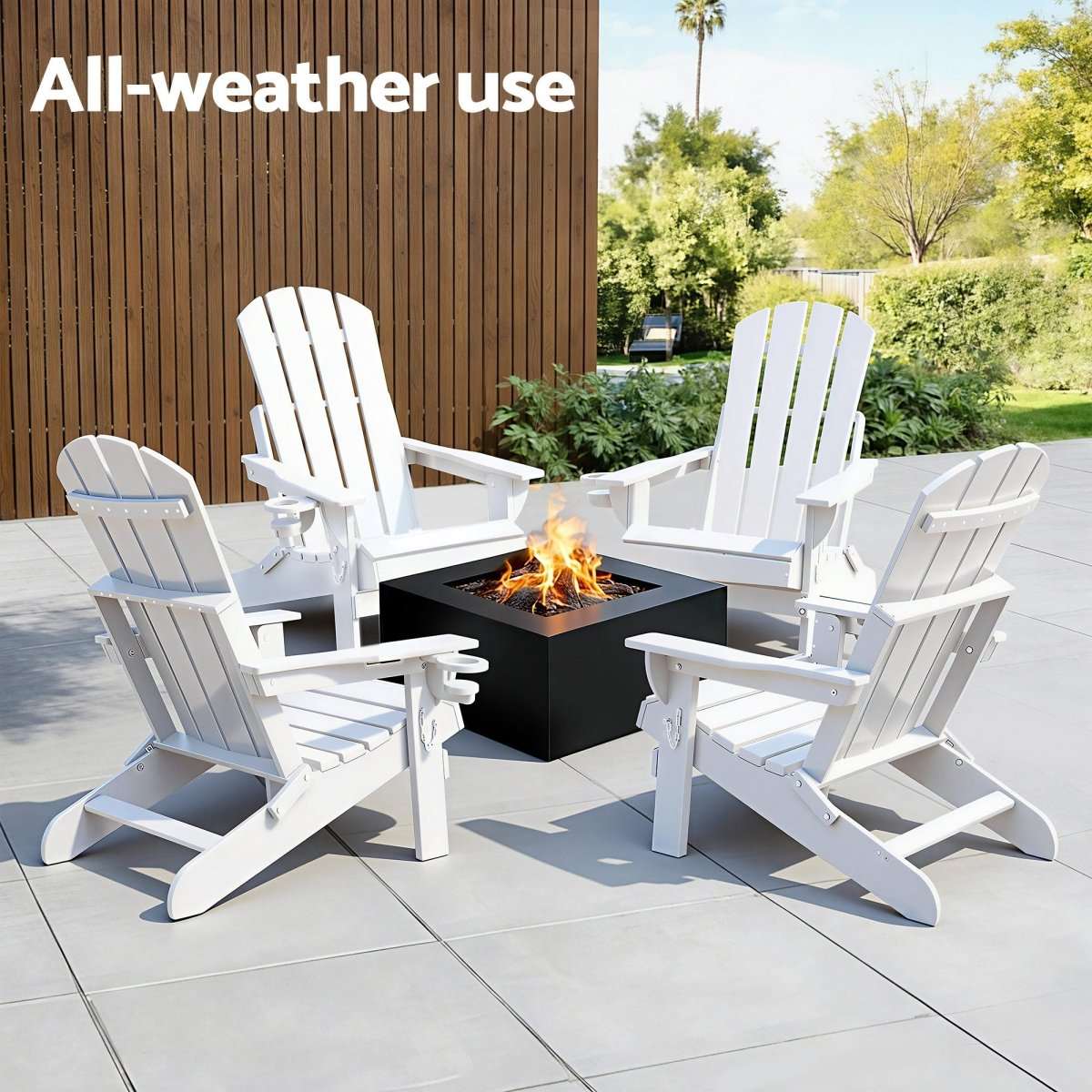 Gardeon Outdoor Chairs Folding Adirondack Beach Chair HDPE Sun Lounge Patio Furniture Garden White | Furniture > Outdoor > Outdoor Chairs
