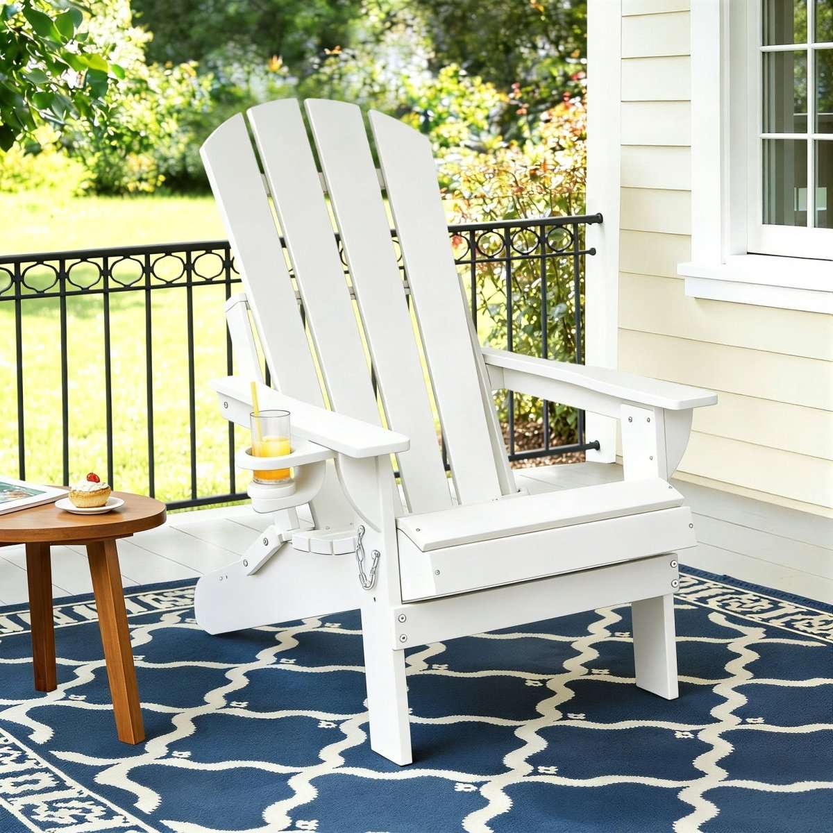 Gardeon Outdoor Chairs Folding Adirondack Beach Chair HDPE Sun Lounge Patio Furniture Garden White | Furniture > Outdoor > Outdoor Chairs