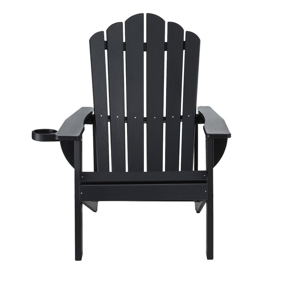 Gardeon Outdoor Chairs HDPE Adirondack Beach Chair Sun Lounge Patio Furniture Garden Black | Outdoorium