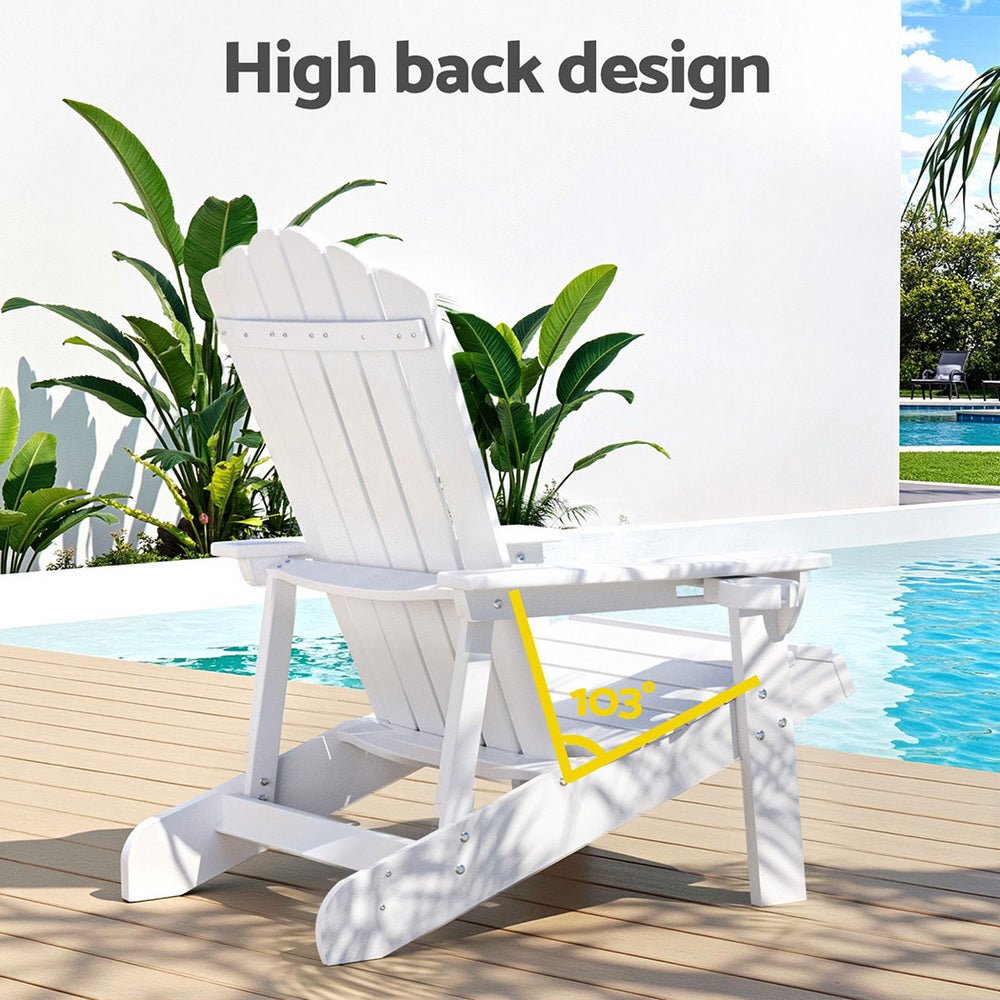 Gardeon Outdoor Chairs HDPE Adirondack Beach Chair Sun Lounge Patio Furniture Garden white | Outdoorium