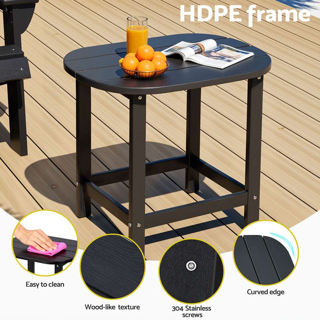 Gardeon Outdoor Coffee Side Table HDPE Desk Patio Furniture Camping Garden Black | Furniture > Outdoor > Outdoor Tables