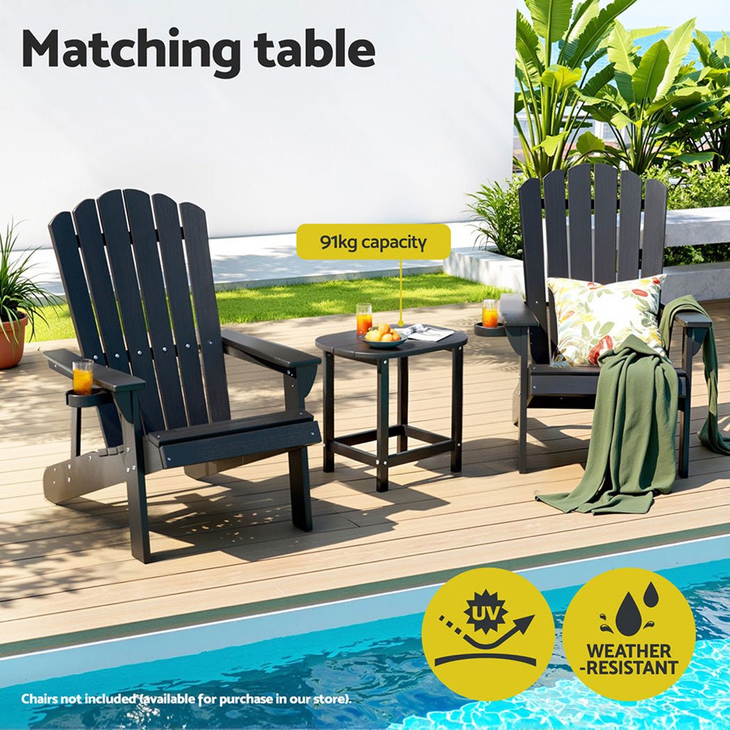 Gardeon Outdoor Coffee Side Table HDPE Desk Patio Furniture Camping Garden Black | Outdoorium