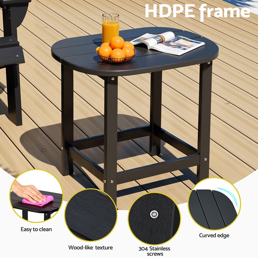 Gardeon Outdoor Coffee Side Table HDPE Desk Patio Furniture Camping Garden Black | Outdoorium