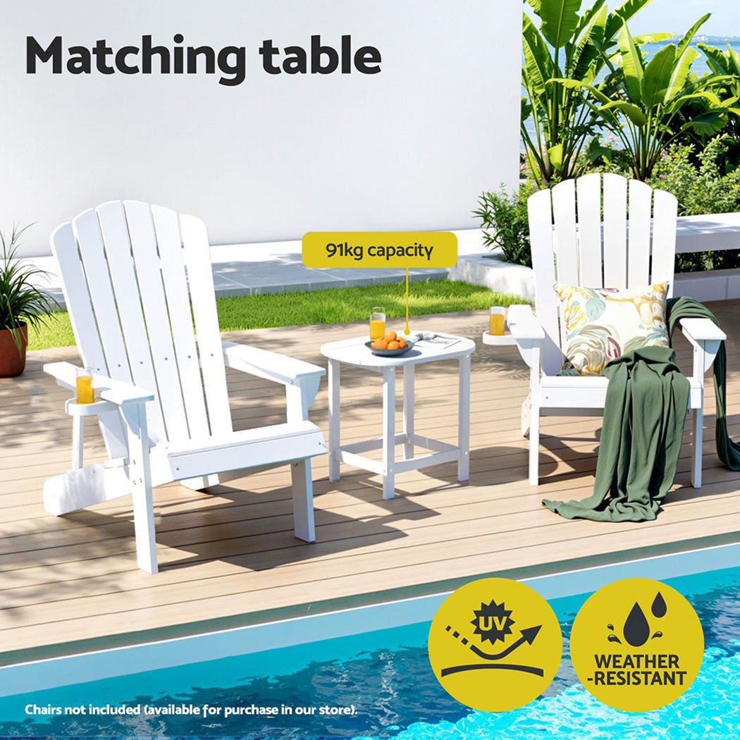 Gardeon Outdoor Coffee Side Table HDPE Desk Patio Furniture Camping Garden White | Outdoorium