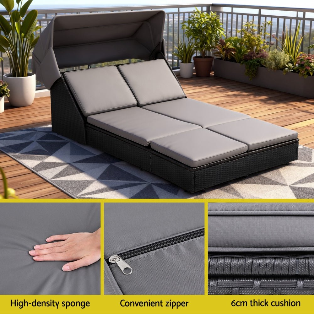 Gardeon Outdoor Day Bed Sun Lounge Setting Wicker Lounger Patio Furniture | Outdoorium