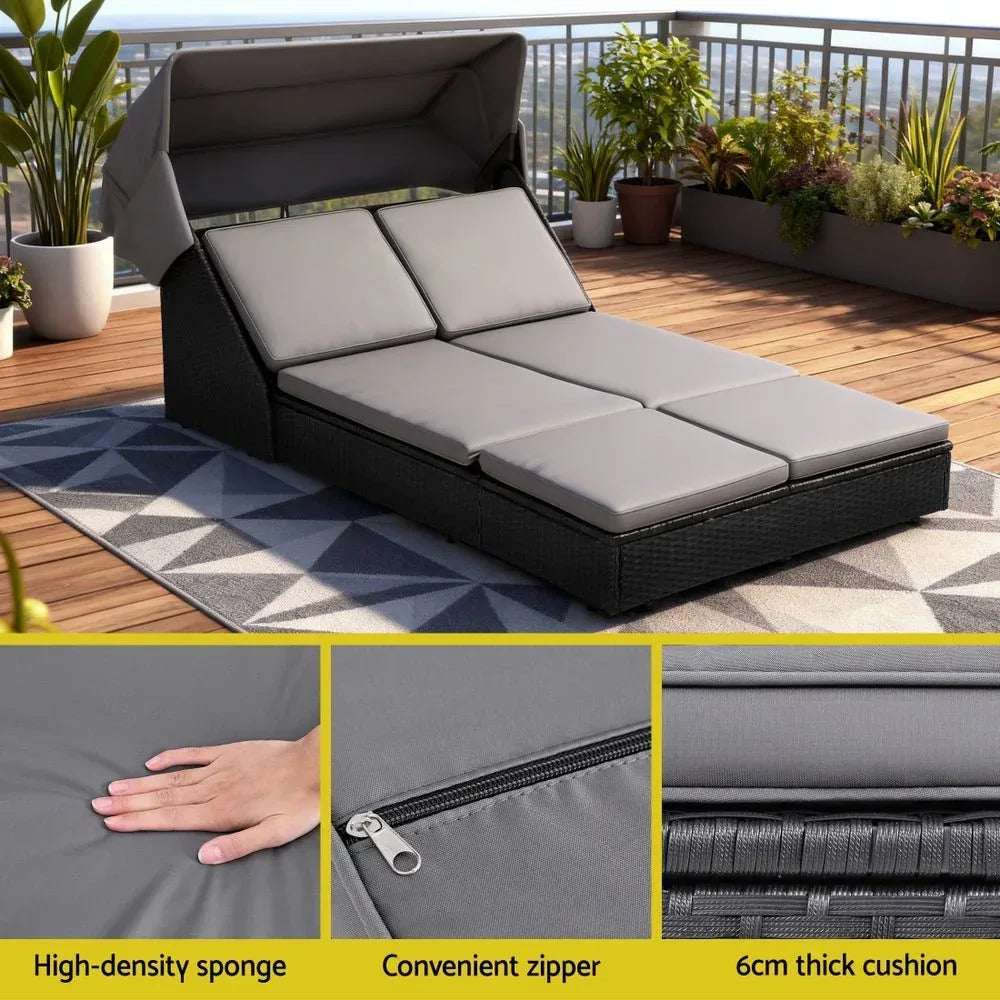 Gardeon Outdoor Day Bed Sun Lounge Setting Wicker Lounger Patio Furniture | Furniture > Sofas > Sofas & Sofa Beds
