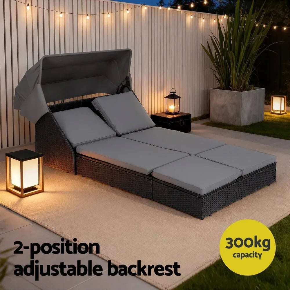Gardeon Outdoor Day Bed Sun Lounge Setting Wicker Lounger Patio Furniture | Furniture > Sofas > Sofas & Sofa Beds