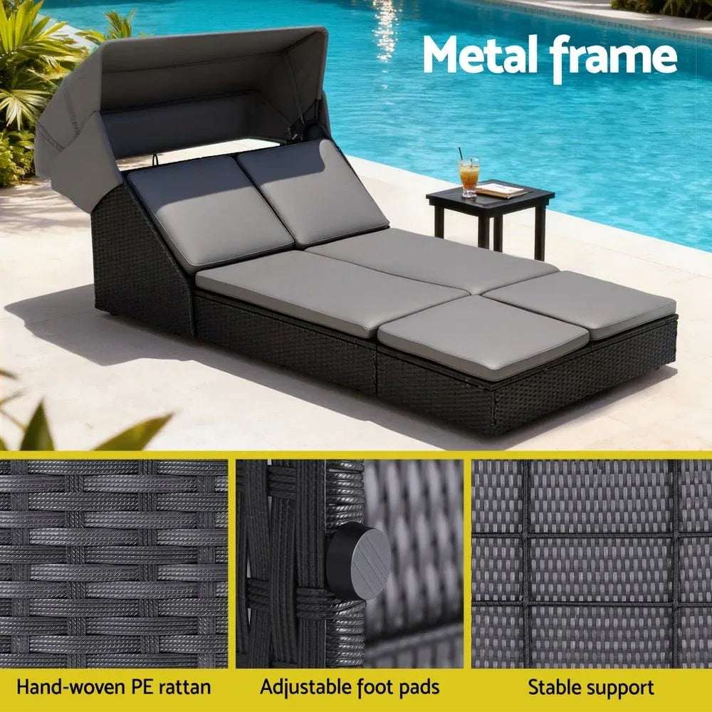 Gardeon Outdoor Day Bed Sun Lounge Setting Wicker Lounger Patio Furniture | Furniture > Sofas > Sofas & Sofa Beds